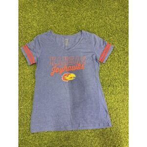 NCAA‎ Kansas Jayhawks Football T Shirt Womens M Blue V Neck
